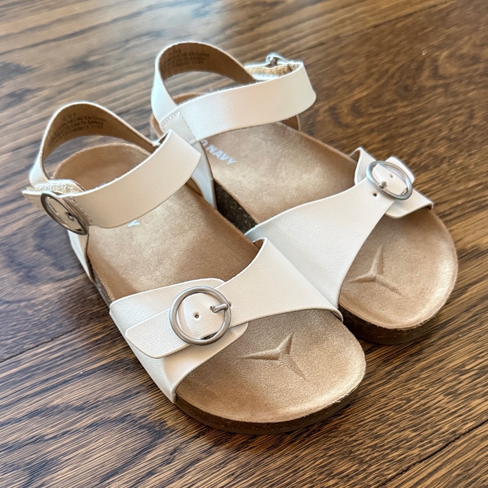 Old Navy White Kids Sandals with Silver Buckles